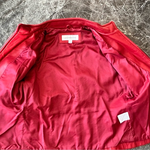 🔥Red genuine leather jacket Red color size Large Liz Claiborne - Picture 5 of 7